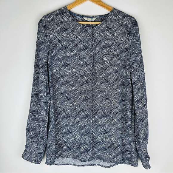 Boden Long Sleeve Navy White Sketch Print Button Down - Picture 1 of 6
